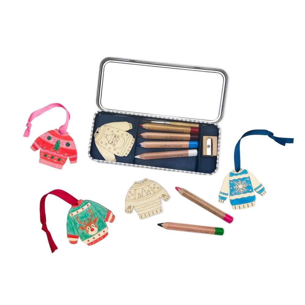 Cotton Twist Christmas Jumper Colouring Decoration Kit
