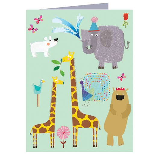 wild animals kids birthday card