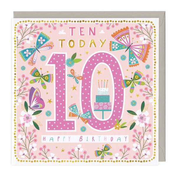 Whistlefish 10th Birthday Card - Butterflies