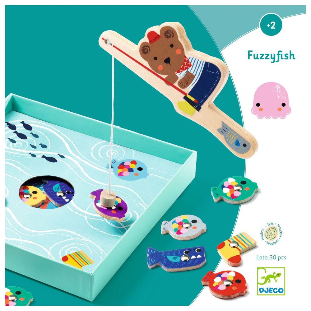 Djeco Fuzzyfish - Wooden Fishing Game 2 yrs +