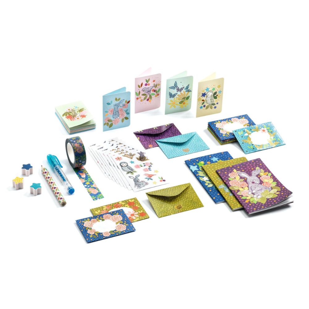 Djeco Lovely Paper - Mini Elodie Box - Children's Stationery Set