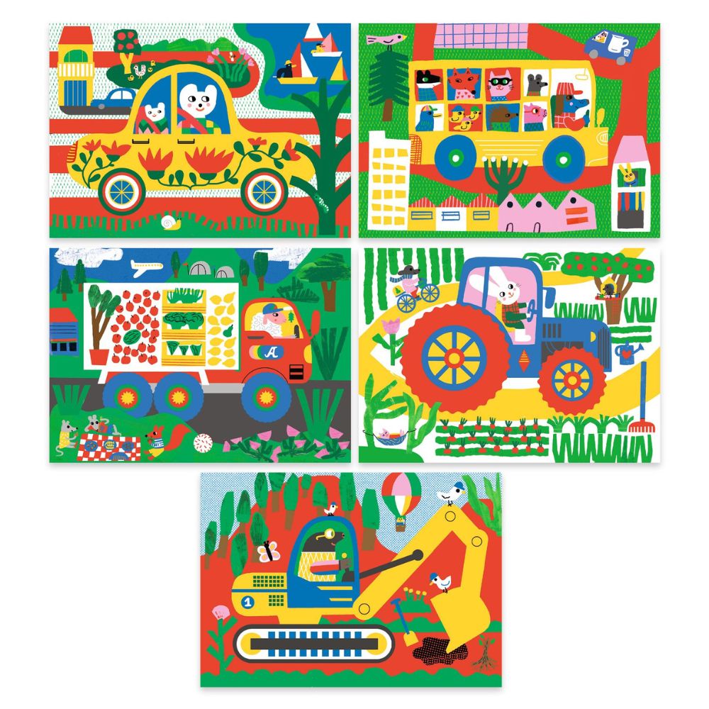 Djeco Scratch Boards for Toddlers - Learning About Vehicles 18mths +