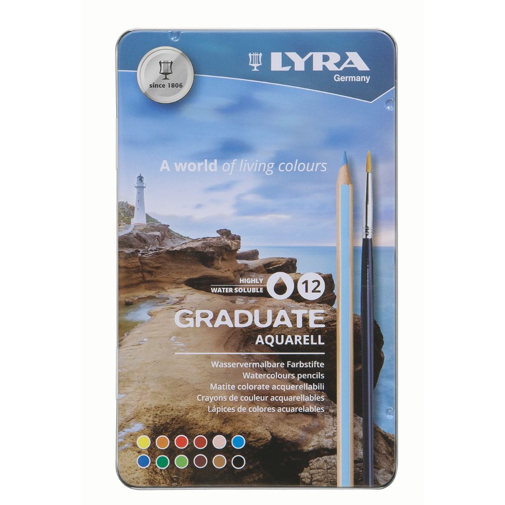 Lyra Graduate Aquarell Pencils 12pc Tin – Watercolour Colour Set
