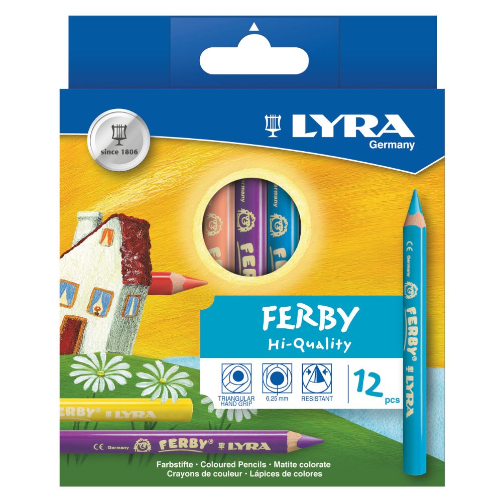 Lyra Ferby Lacquered Pencil 12pcs Set - Chunky Colouring Pencils for Kids