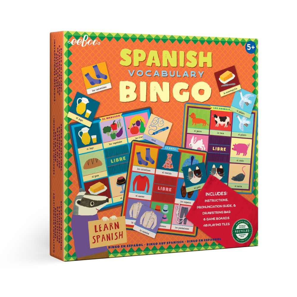 eeBoo Spanish Bingo Language Game for Kids aged 5+