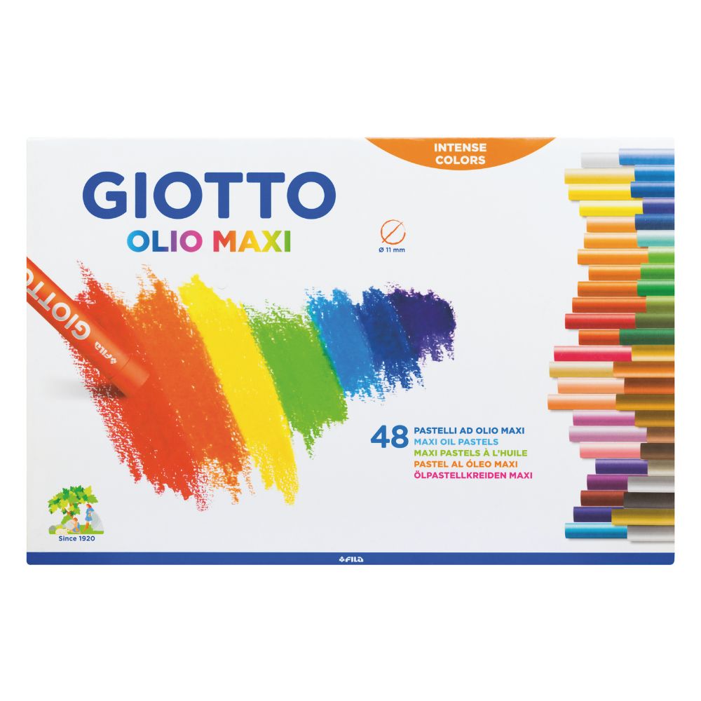 Giotto Olio Maxi Oil Pastels 48pcs Set - Vibrant Colours for Kids 3+