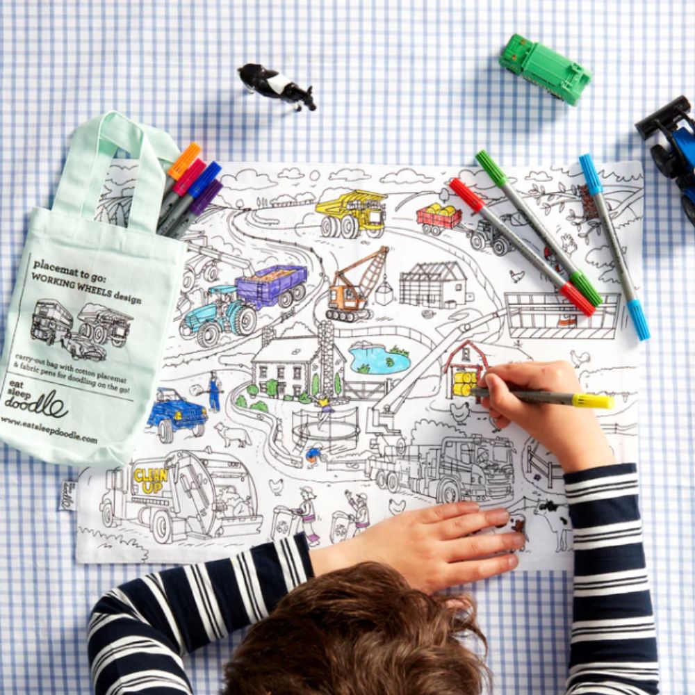Eat Sleep Doodle - Working Wheels Placemat