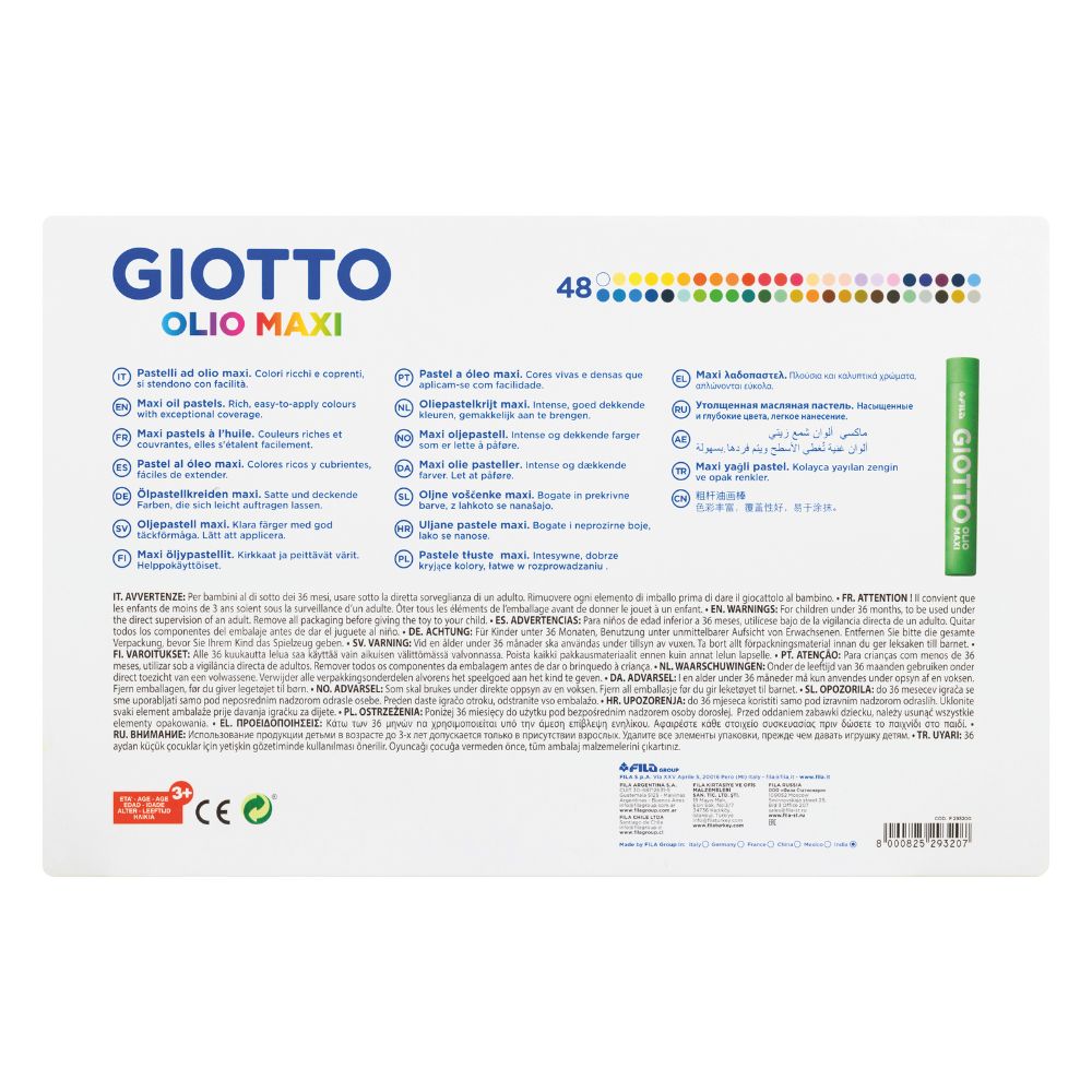 Giotto Olio Maxi Oil Pastels 48pcs Set - Vibrant Colours for Kids 3+