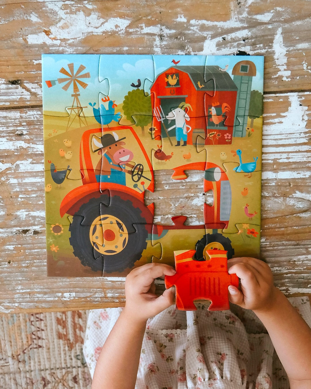 Djeco Puzzles Tractor 16 Pieces - Gifts For 3 Year Olds