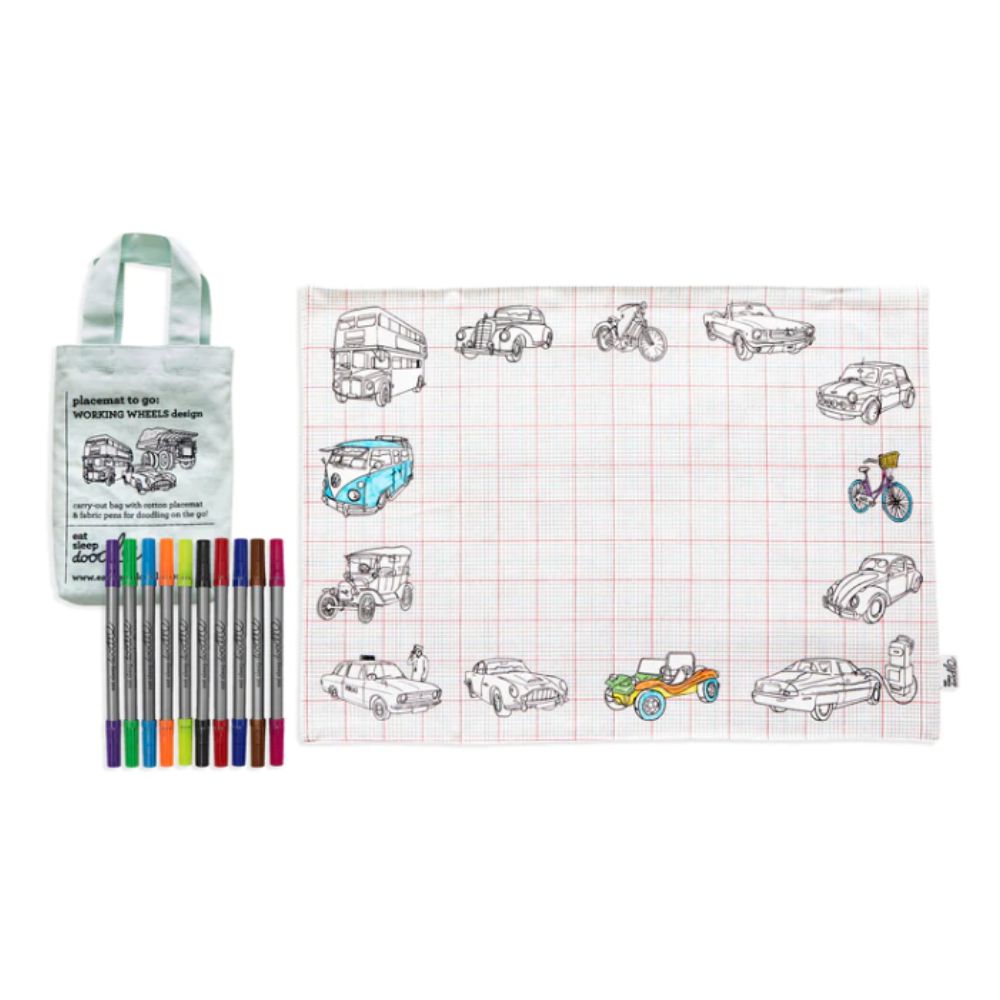 Eat Sleep Doodle - Working Wheels Placemat