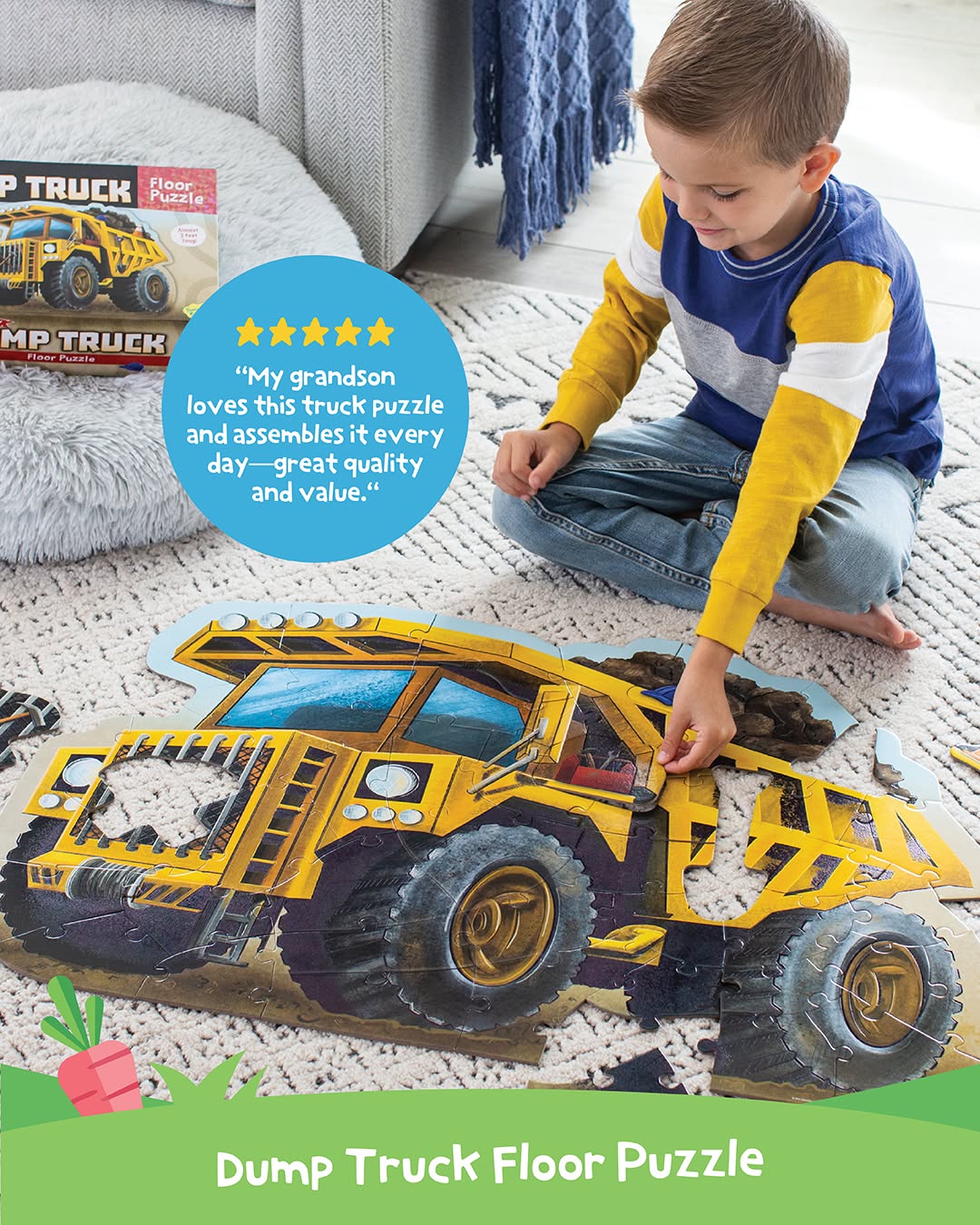 Peaceable Kingdom - Shiny Dump Truck Floor Puzzle