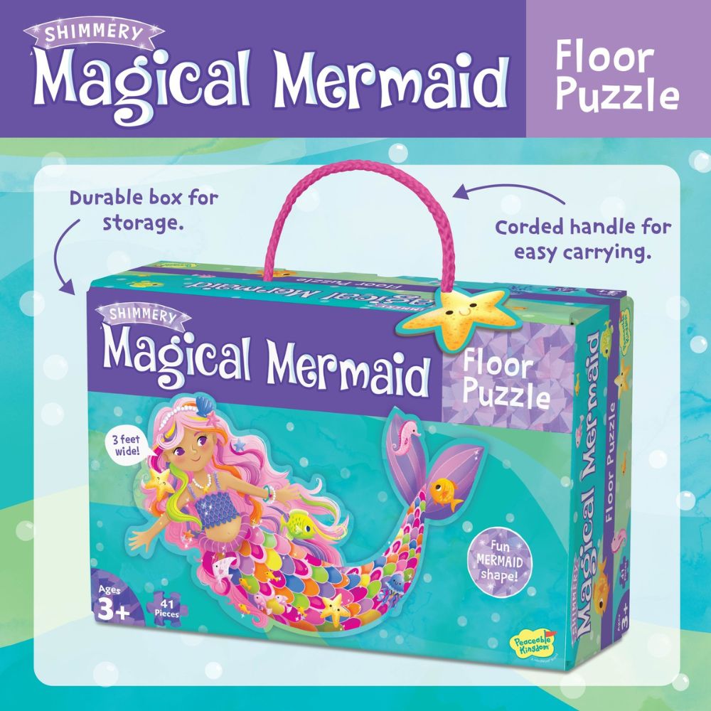 Peaceable Kingdom Shimmery Magical Mermaid Floor Puzzle