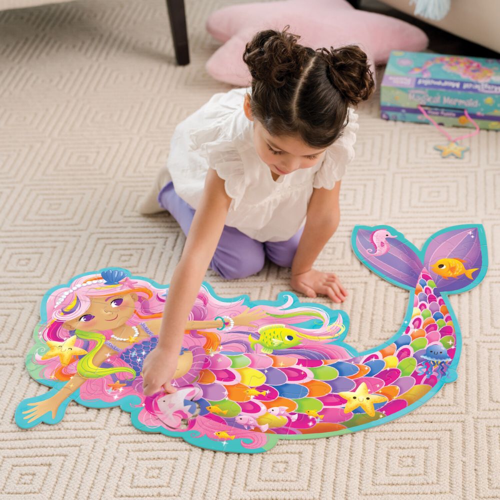 Peaceable Kingdom Shimmery Magical Mermaid Floor Puzzle