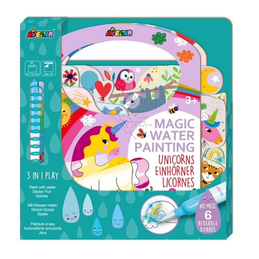 Avenir Magic Water Painting Book, Stickers & Pen - Unicorns