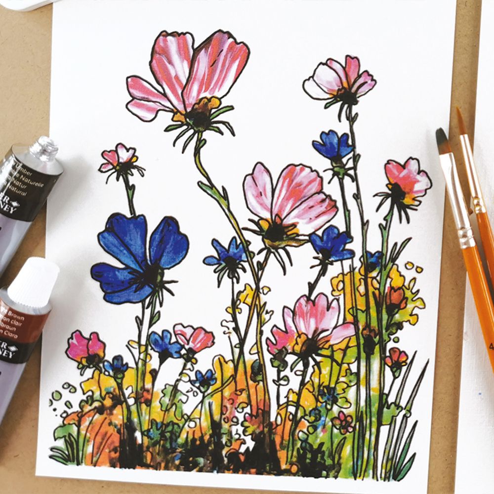Beginner Acrylic Flowers Painting Activity Set 

