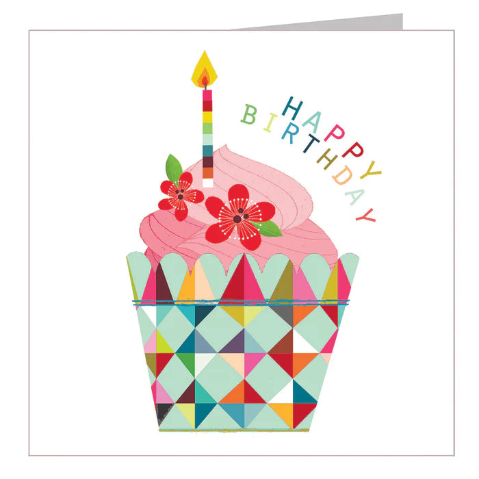 Pink Cupcake Happy Birthday Card