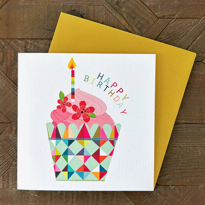 Pink Cupcake Happy Birthday Card