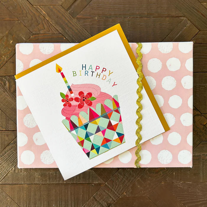 Pink Cupcake Happy Birthday Card
