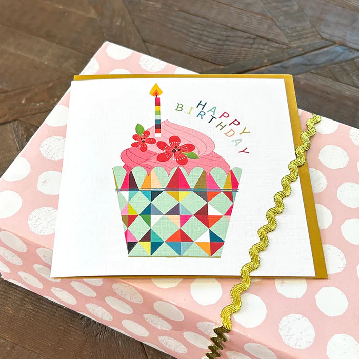 Pink Cupcake Happy Birthday Card