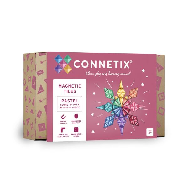 CONNETIX Magnetic Tiles 40 Piece Pastel Geometry Pack