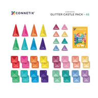 CONNETIX Magnetic Tiles 48 Piece Glitter Castle Pack