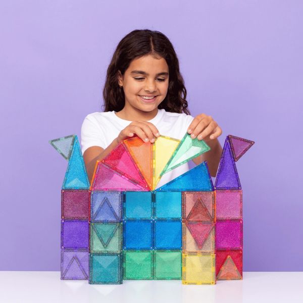 CONNETIX Magnetic Tiles 48 Piece Glitter Castle Pack