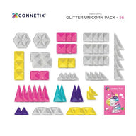 CONNETIX Magnetic Tiles 56 Piece Glitter Unicorn Pack