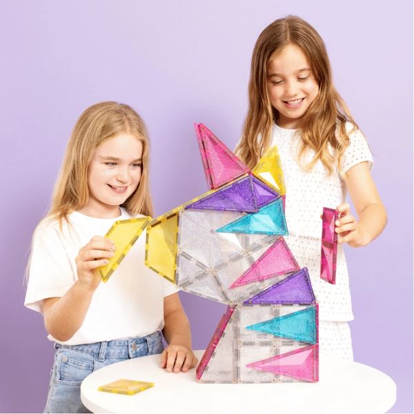 CONNETIX Magnetic Tiles 56 Piece Glitter Unicorn Pack