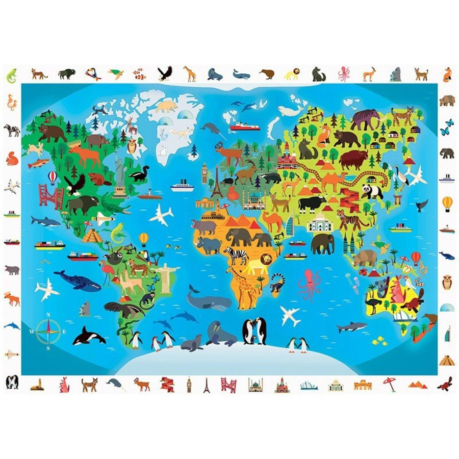 Calypto Jigsaw Puzzle - Search & Find Animal Planisphere 100 pieces