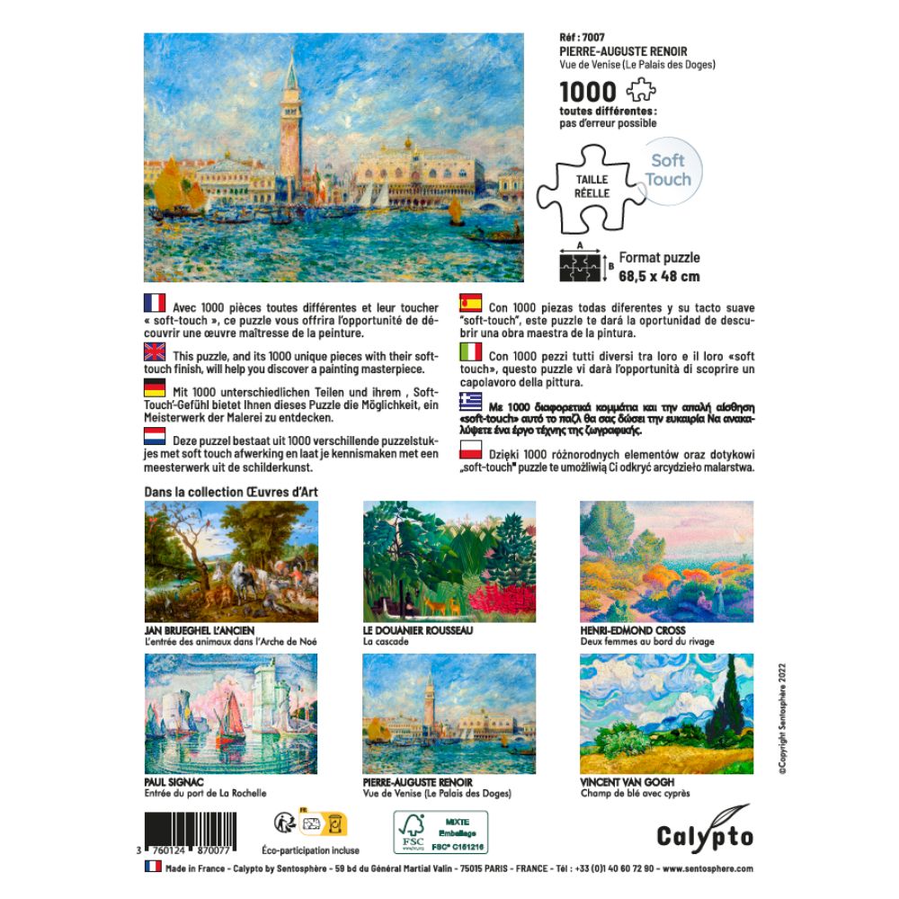 Calypto Jigsaw Puzzle 1000 Piece - Venice, The Doge's Palace by Pierre-Auguste Renoir