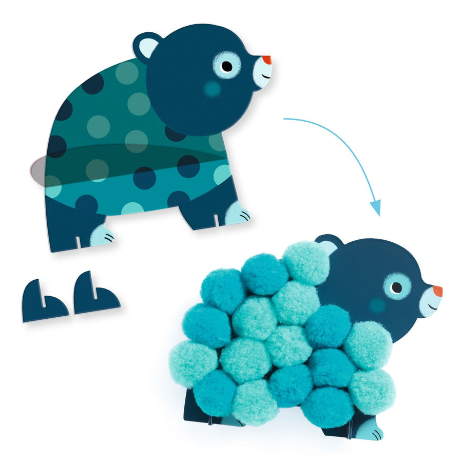 Djeco Pom-Pom Collage – Animals and Pom-Pom Circles DJ00049