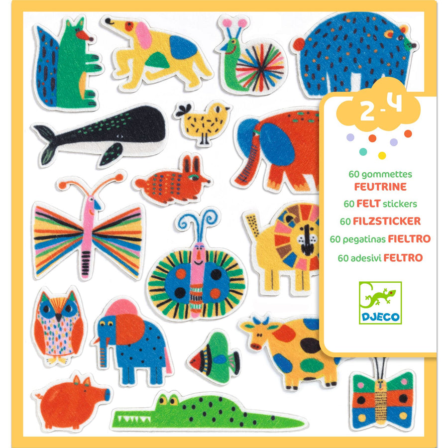 Djeco Kids Felt Stickers - Animals Everywhere, DJ00950