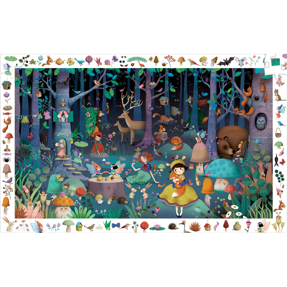 Djeco Observation Childrens Jigsaw Puzzle - Enchanted Forest - Wonky Box