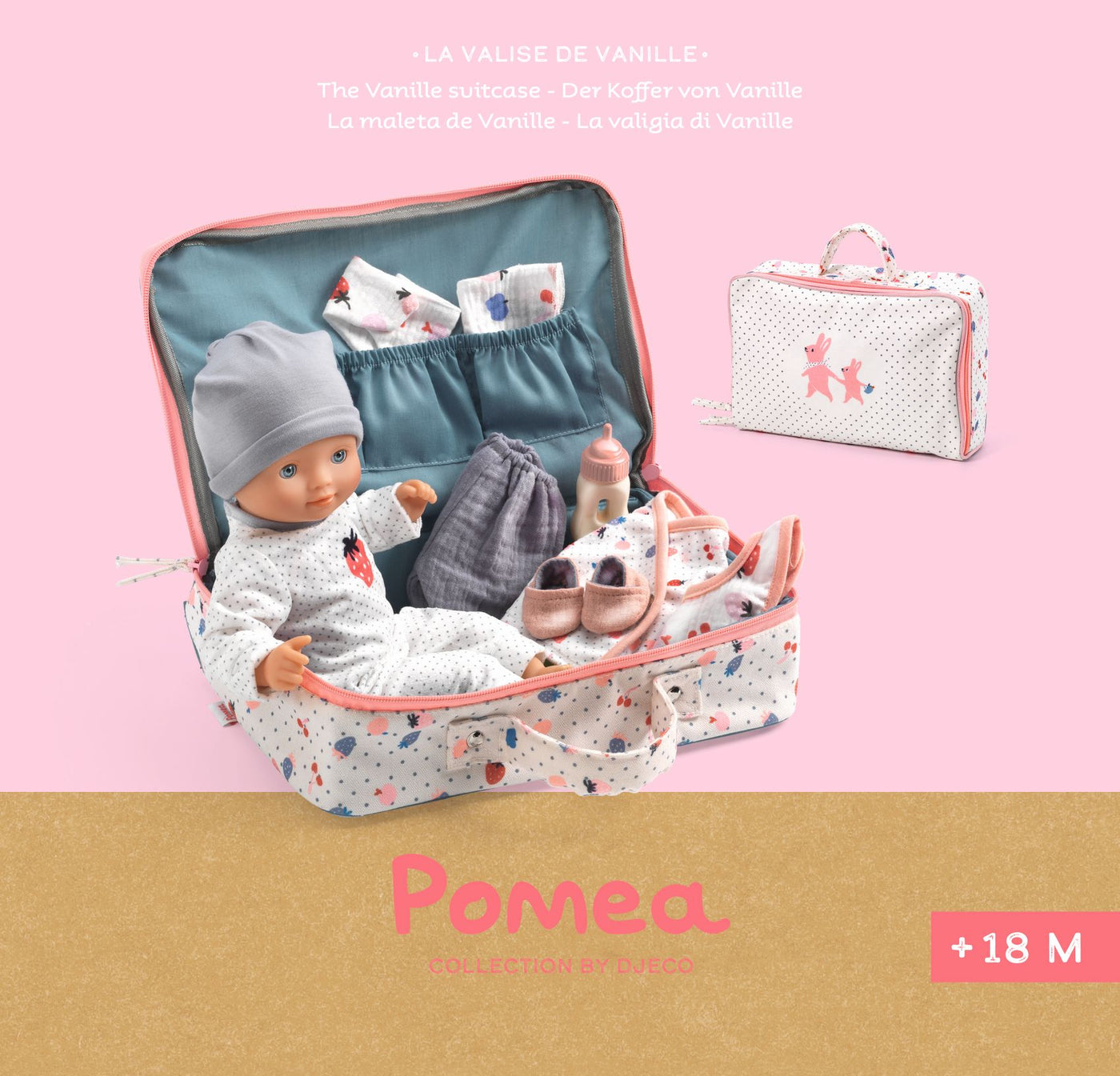 Djeco Pomea Vanille's Suitcase - My First Doll Set