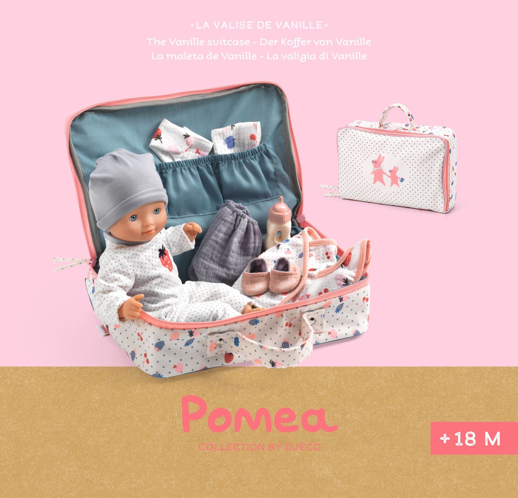 Djeco Pomea Vanille's Suitcase - My First Doll Set