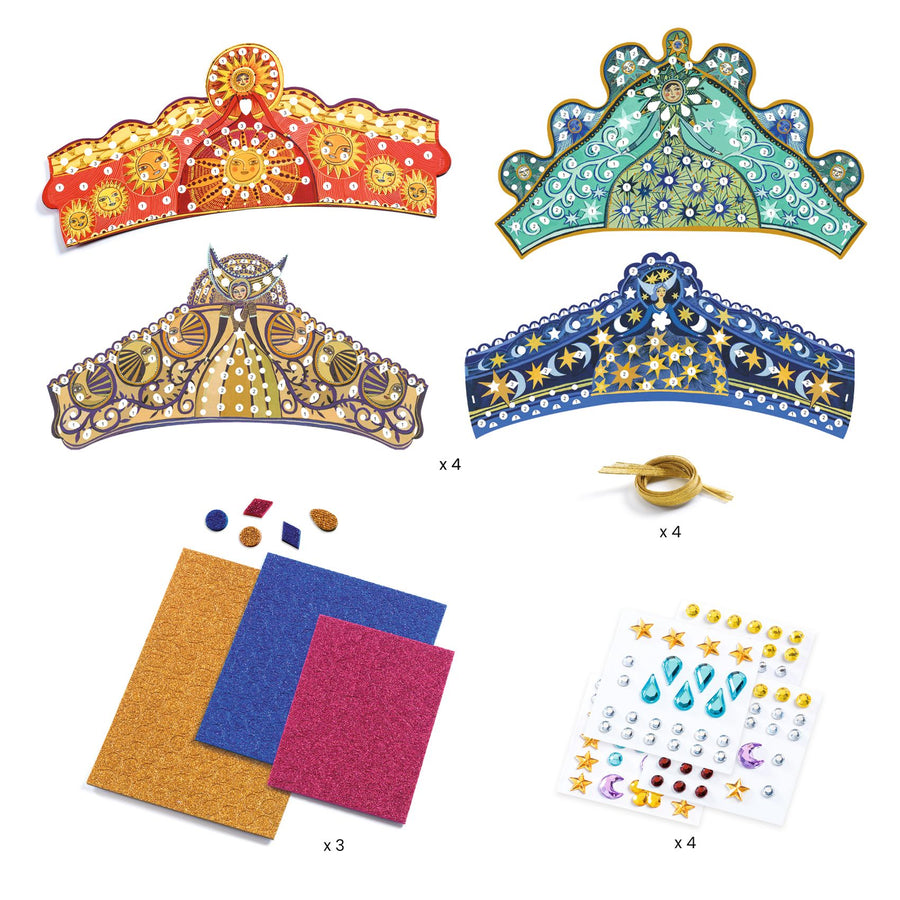Djeco Do It Yourself, 4 Mosaic Tiaras Enchantresses - Mosaic Kits DJ07909