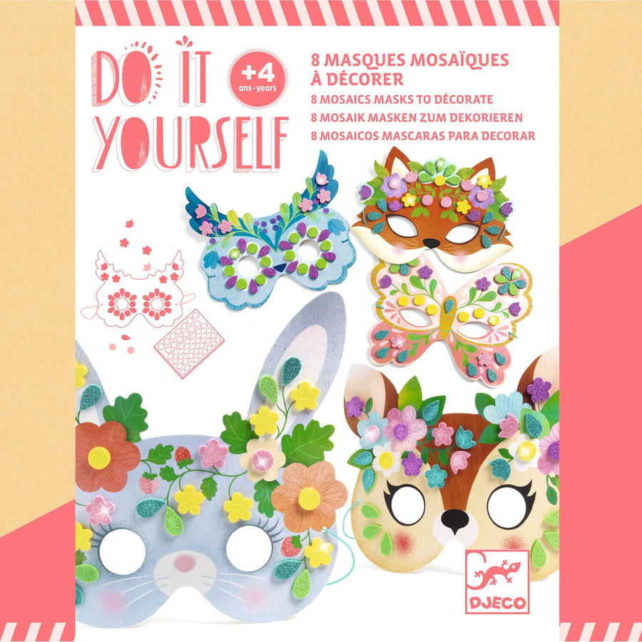 Djeco Do It Yourself - 8 Mosaic Masks to Decorate Forest Animals DJ07936
