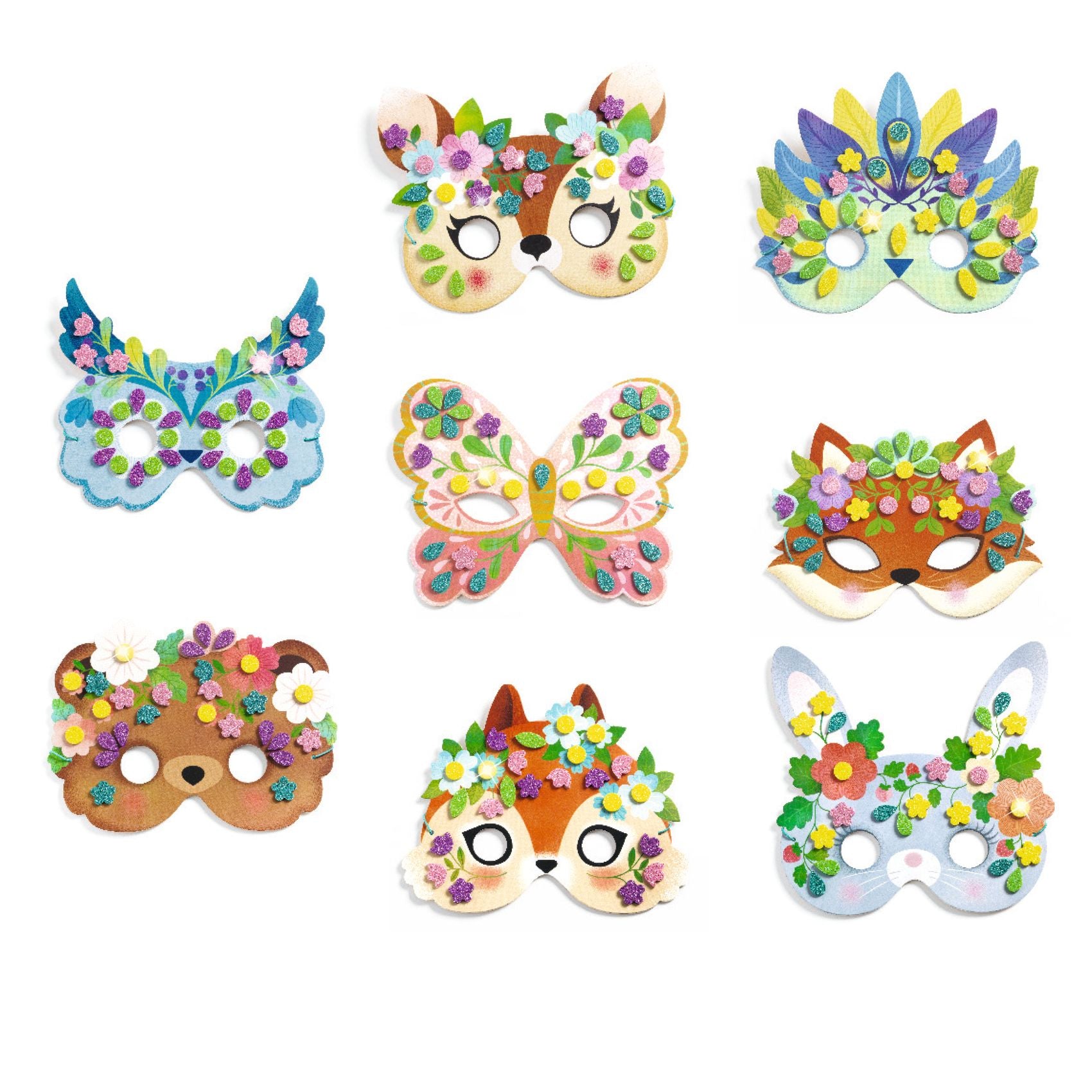 Djeco Do It Yourself - 8 Mosaic Masks to Decorate Forest Animals DJ07936