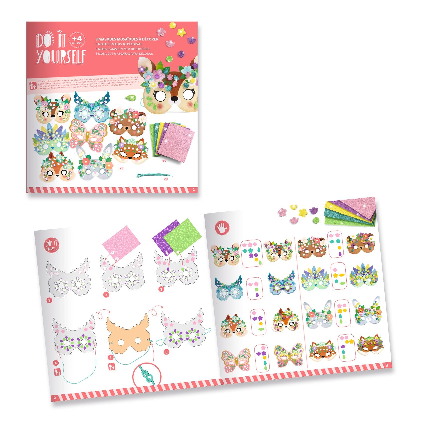 Djeco Do It Yourself - 8 Mosaic Masks to Decorate Forest Animals DJ07936