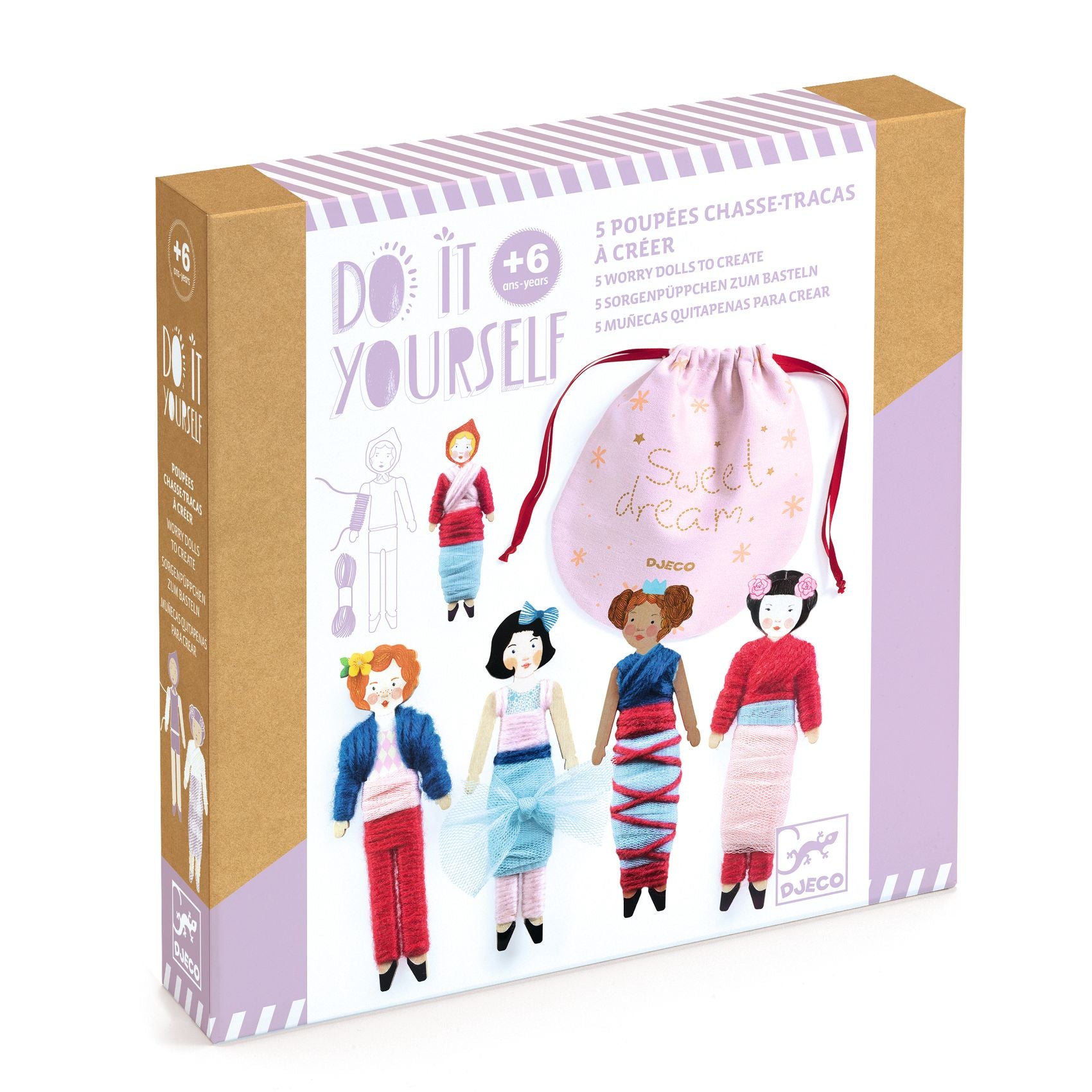 Djeco Do It Yourself - 5 worry dolls to create