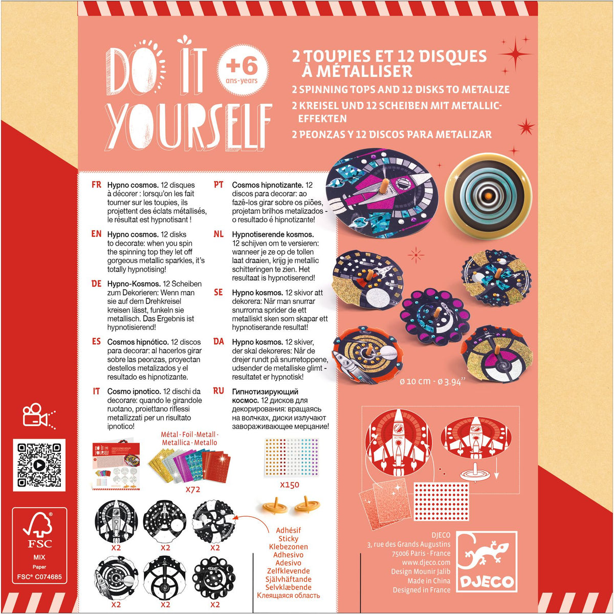 Djeco Do It Yourself - Mosaic Spinning Top Cosmos DJ07987