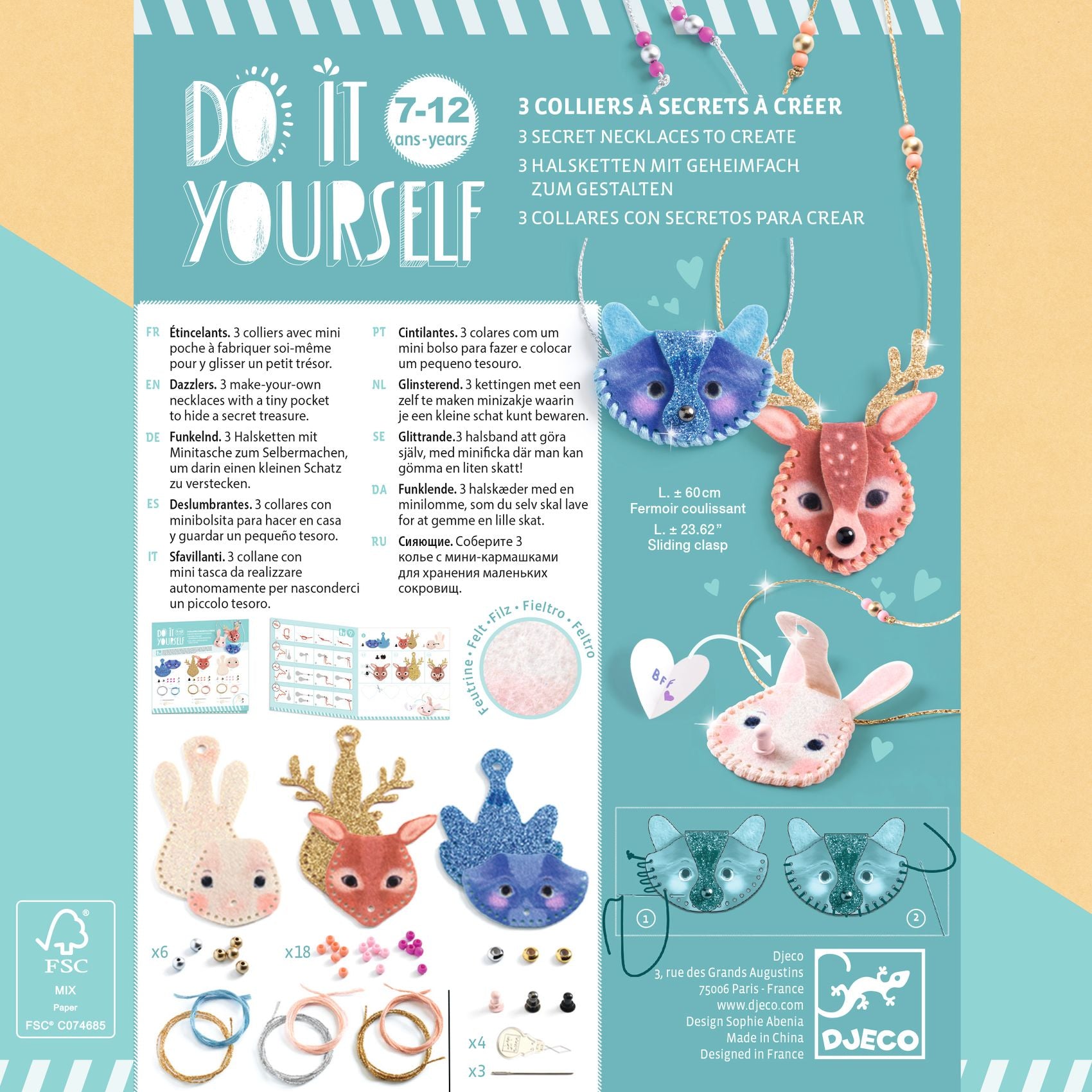 Djeco Do It Yourself Secret Necklace Making Kit - Dazzlers DJ07997