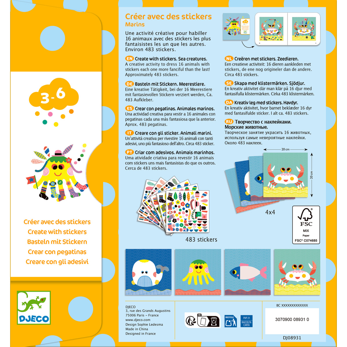 Djeco Create With Stickers Sea Creatures sticker toy DJ08931