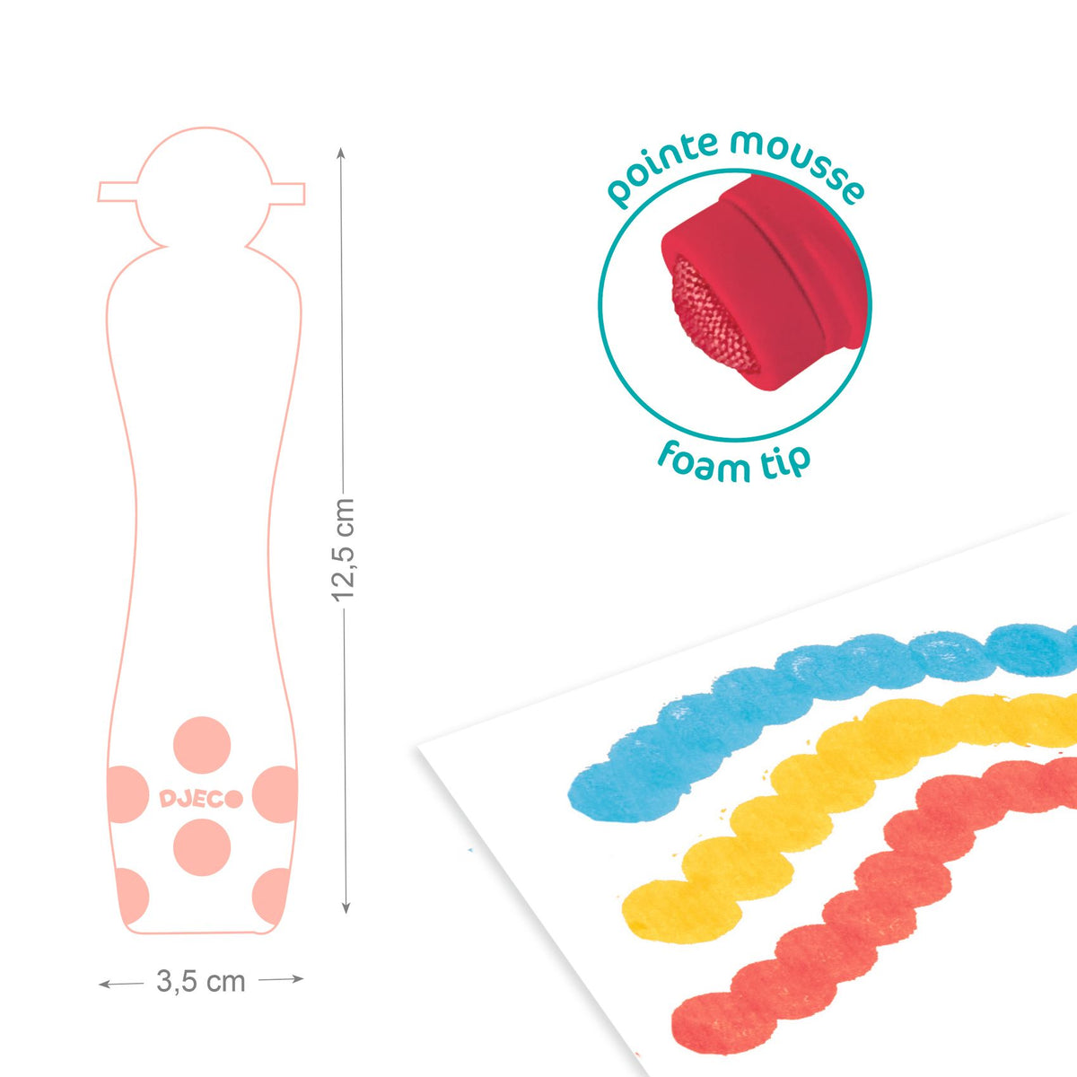 Djeco 6 Foam Markers For Little Ones