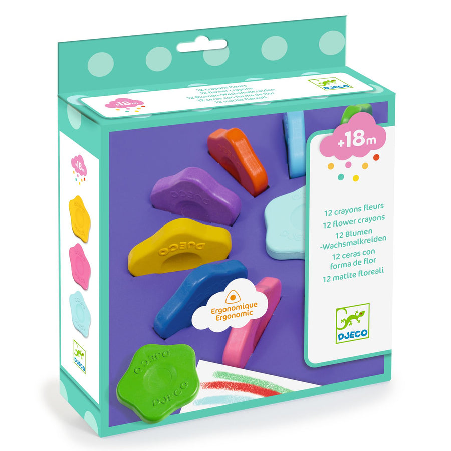 Djeco 12 Flower Crayons For Little Ones DJ09005 for children 18+ months