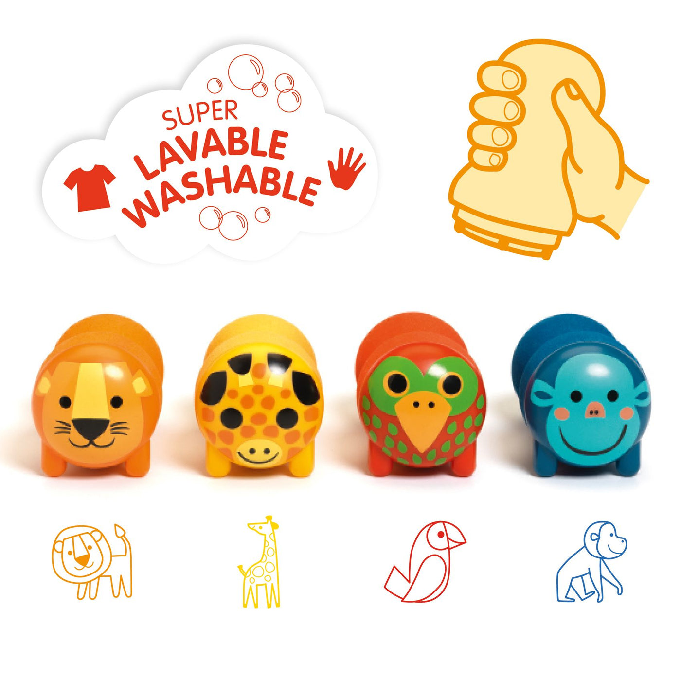 Djeco Stamps For Little Ones - Safari Animals DJ09012