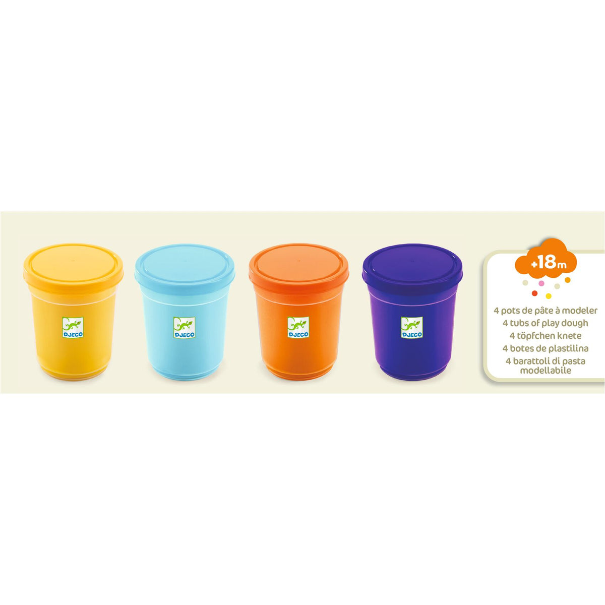 Djeco 4 Tubs of Modelling Play Dough - Nature