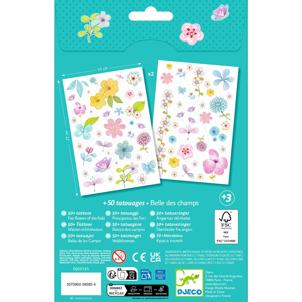 Djeco Fair Flowers of The Field temporary tattoos DJ09585