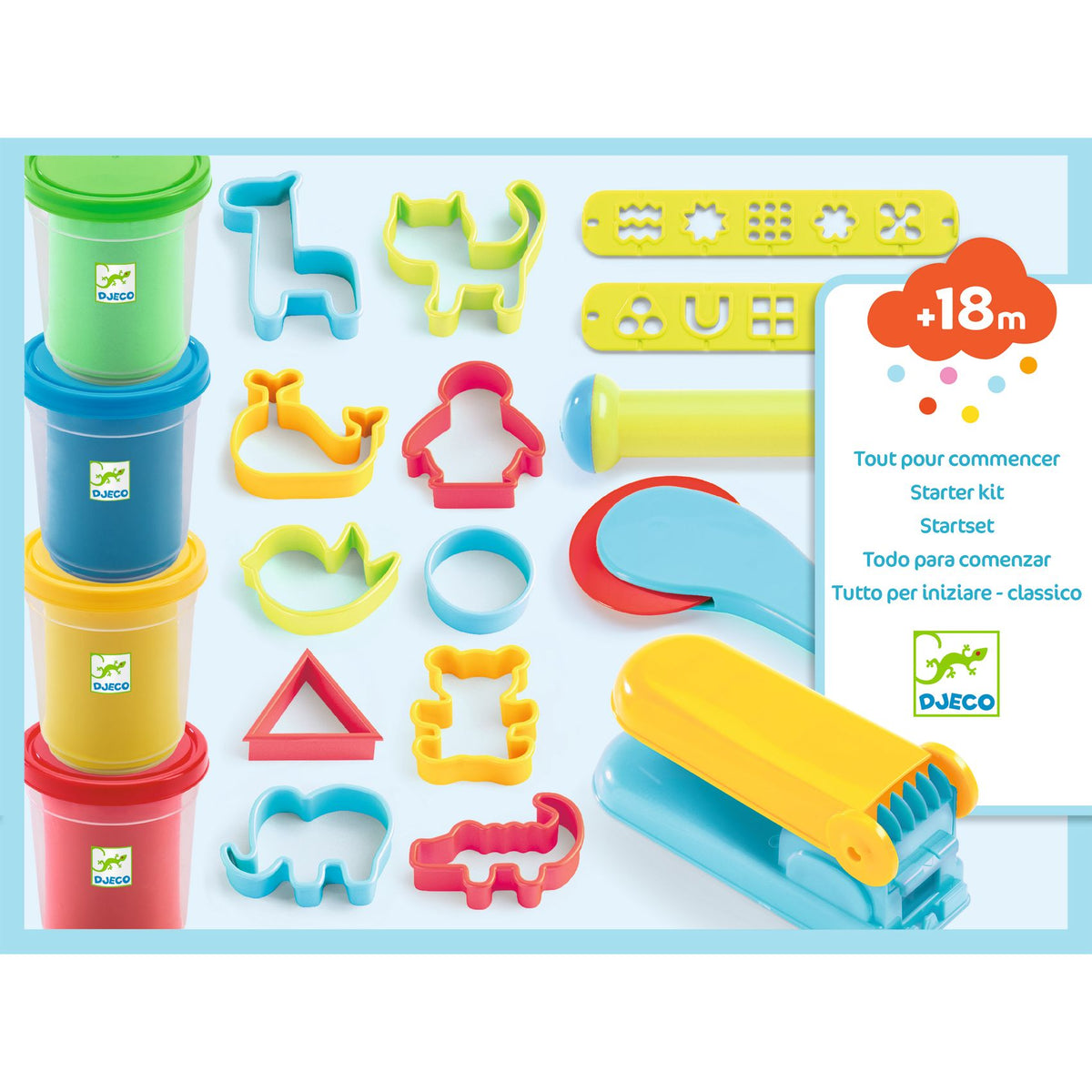 Djeco Dough Starter Set 4 tubs and 15 tools DJ09755