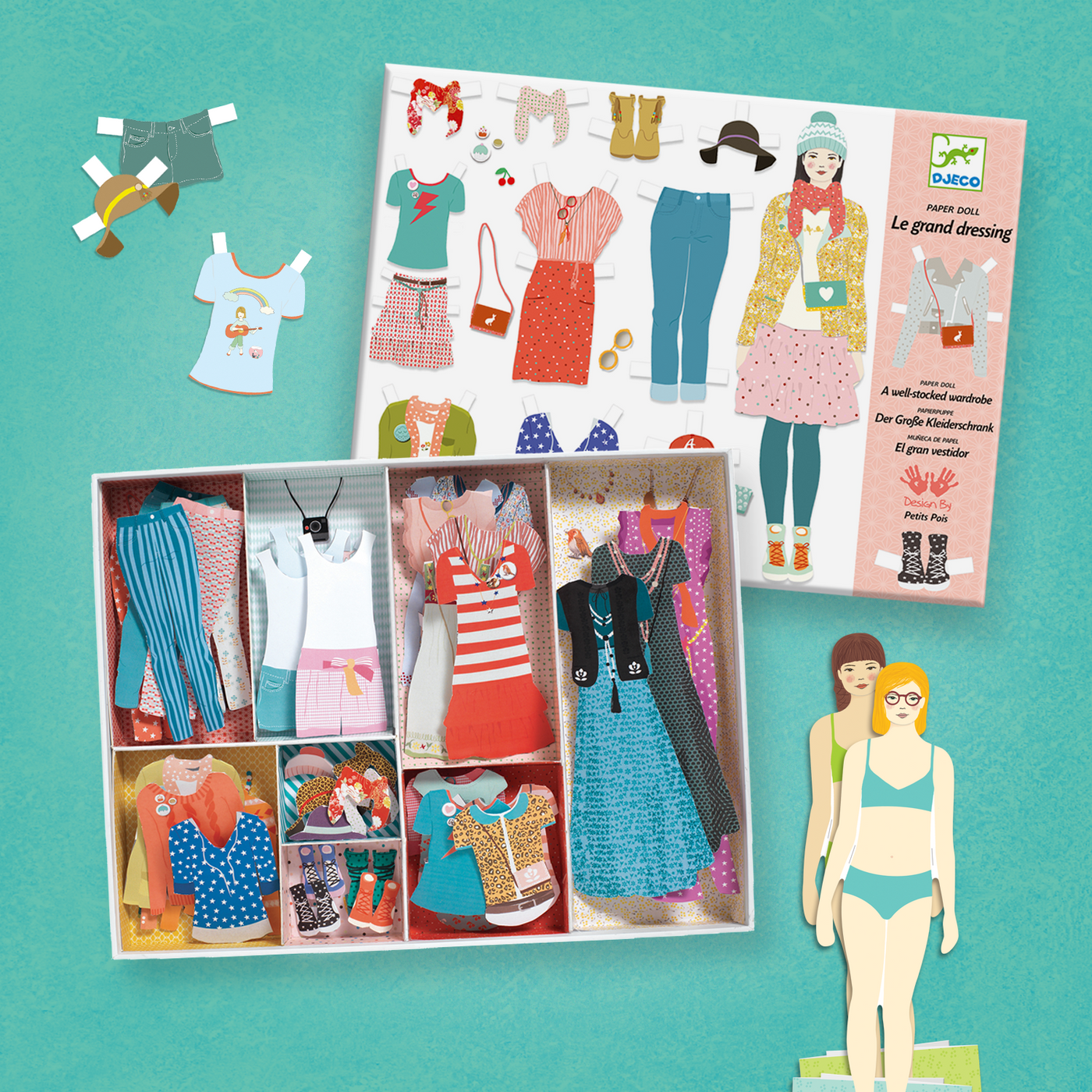 Fashion Design Toy - Djeco Paper Dolls: One Big Dressing Room